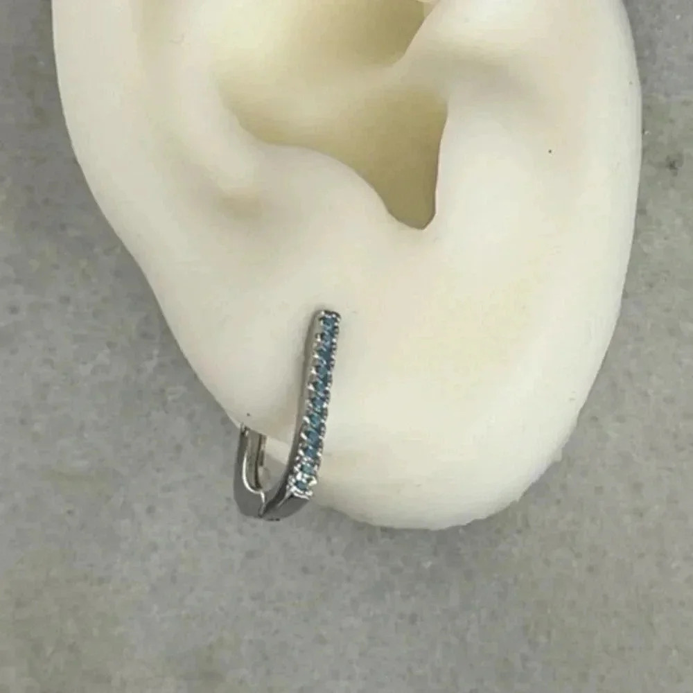 COPY - Sterling Silver Turquoise Crystal Pave Oval Hoop Earrings
Brand New